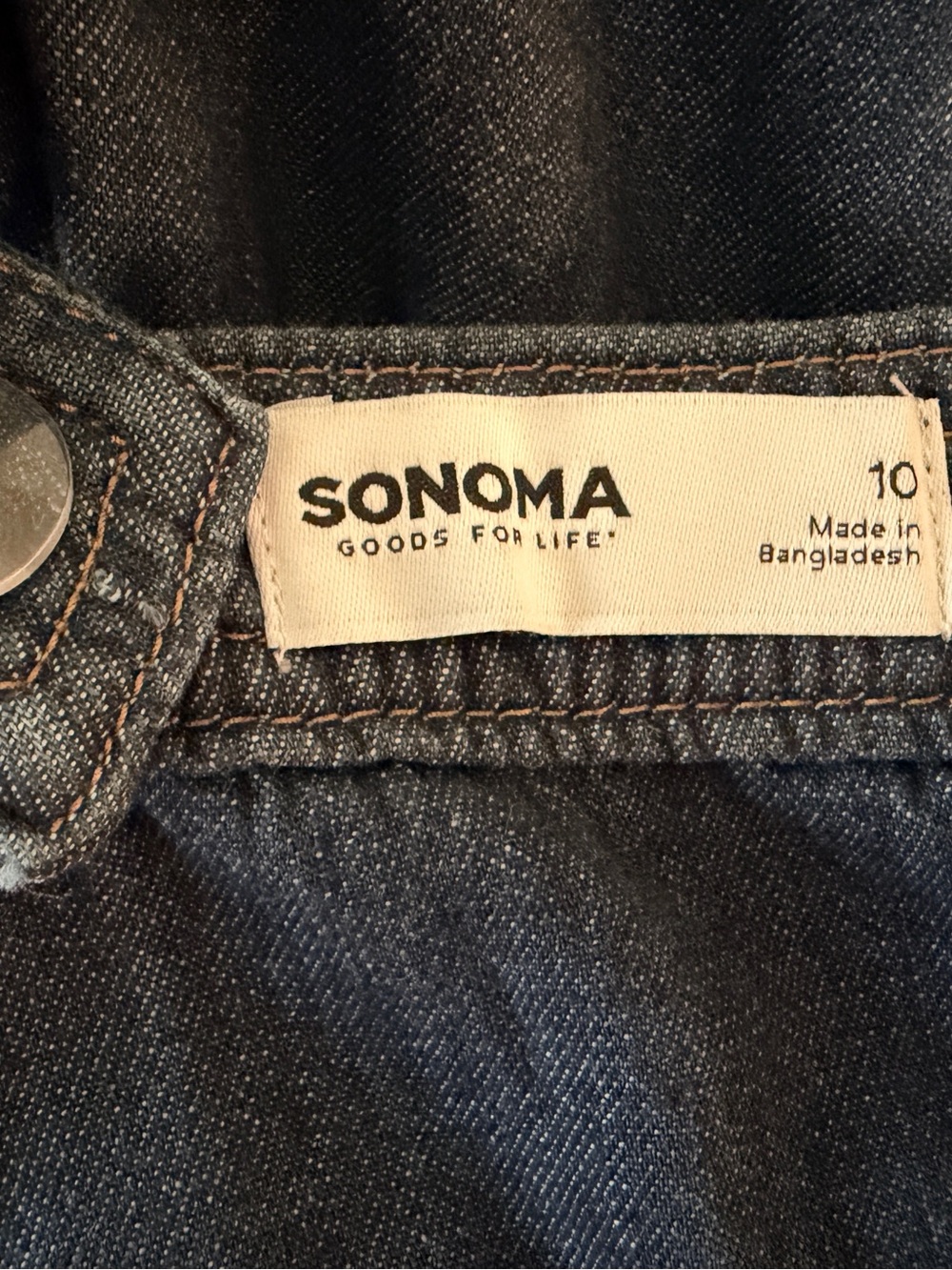 Sonoma Blue Denim Dress Size 10 Button Front Cotton Pockets - Picture 10 of 12